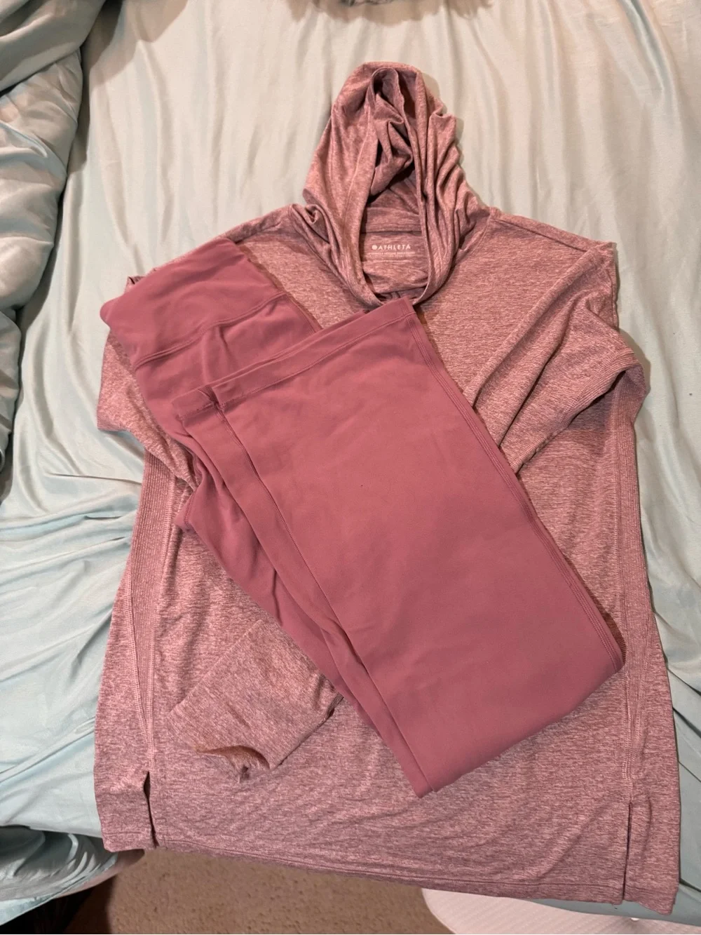 Athleta Girl Heathered Mauve Hoodie Sweatshirt and matching leggings